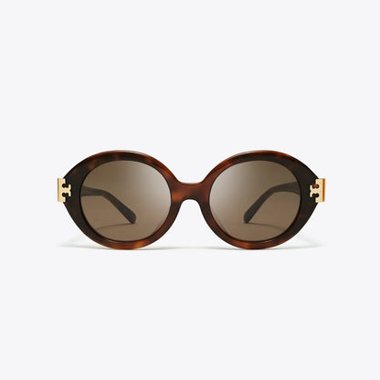 Tory Burch Eleanor Oval Sunglasses GRADIENT TORTOISE/DARK BROWN