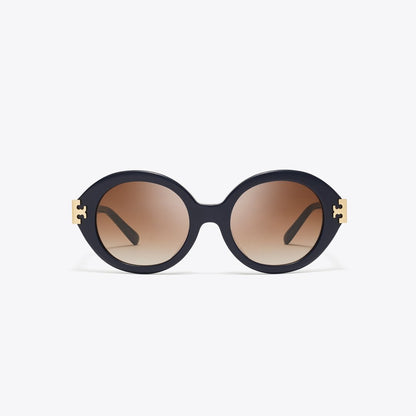Tory Burch Eleanor Oval Sunglasses NAVY/BROWN GRADIENT