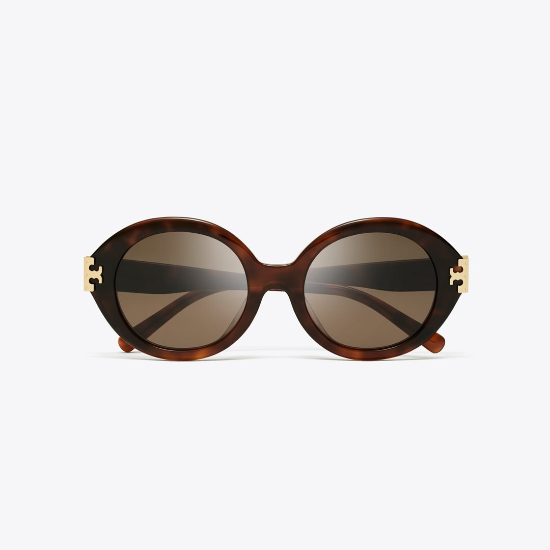 Tory Burch Eleanor Oval Sunglasses GRADIENT TORTOISE/DARK BROWN