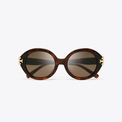 Tory Burch Eleanor Oval Sunglasses GRADIENT TORTOISE/DARK BROWN