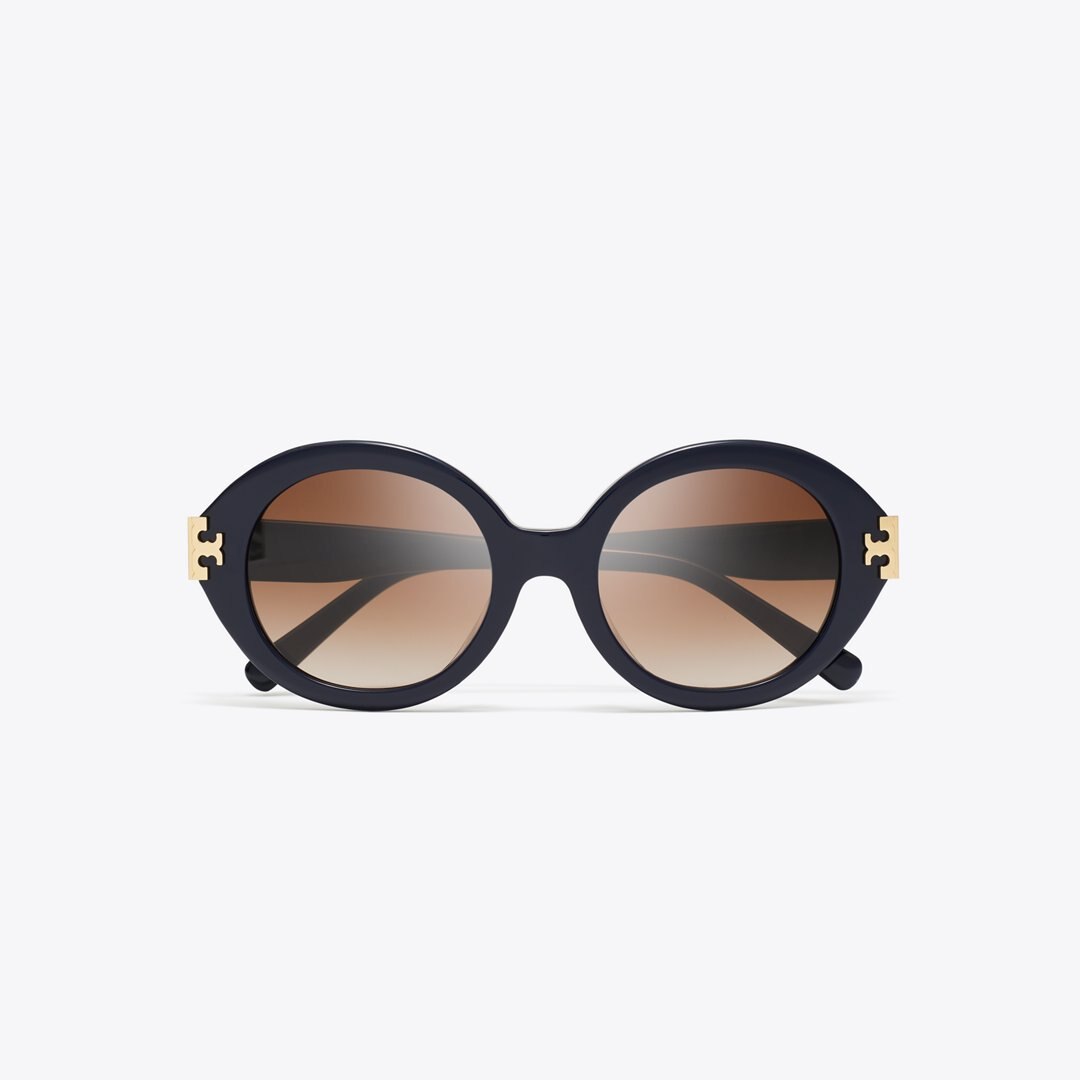Tory Burch Eleanor Oval Sunglasses NAVY/BROWN GRADIENT