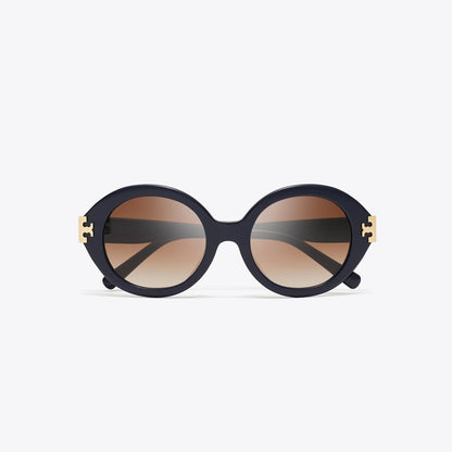 Tory Burch Eleanor Oval Sunglasses NAVY/BROWN GRADIENT