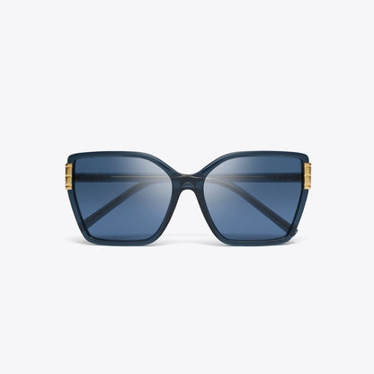 Tory Burch Eleanor Oversized Cat-Eye Sunglasses TRANSPARENT NAVY/DARK BLUE