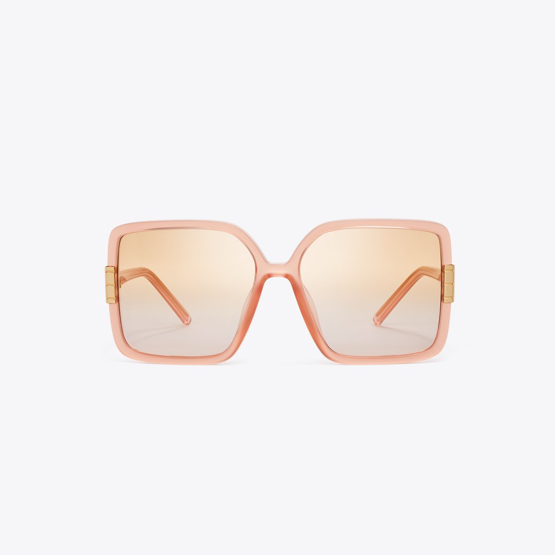 Tory Burch Eleanor Oversized Square Sunglasses TRANSPARENT ORANGE/PINK GRADIENT ORANGE