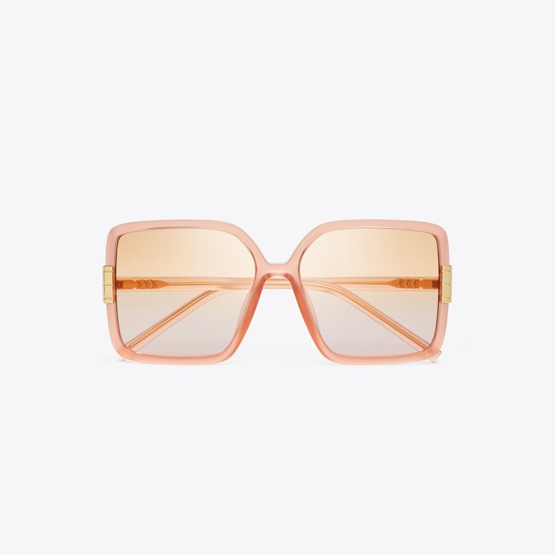 Tory Burch Eleanor Oversized Square Sunglasses TRANSPARENT ORANGE/PINK GRADIENT ORANGE