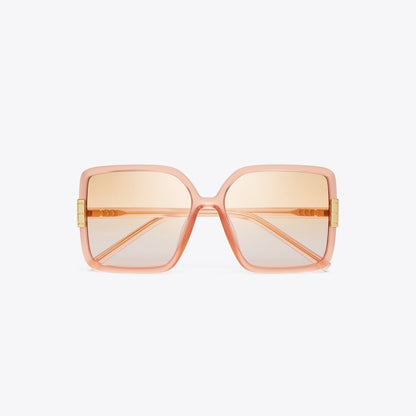 Tory Burch Eleanor Oversized Square Sunglasses TRANSPARENT ORANGE/PINK GRADIENT ORANGE