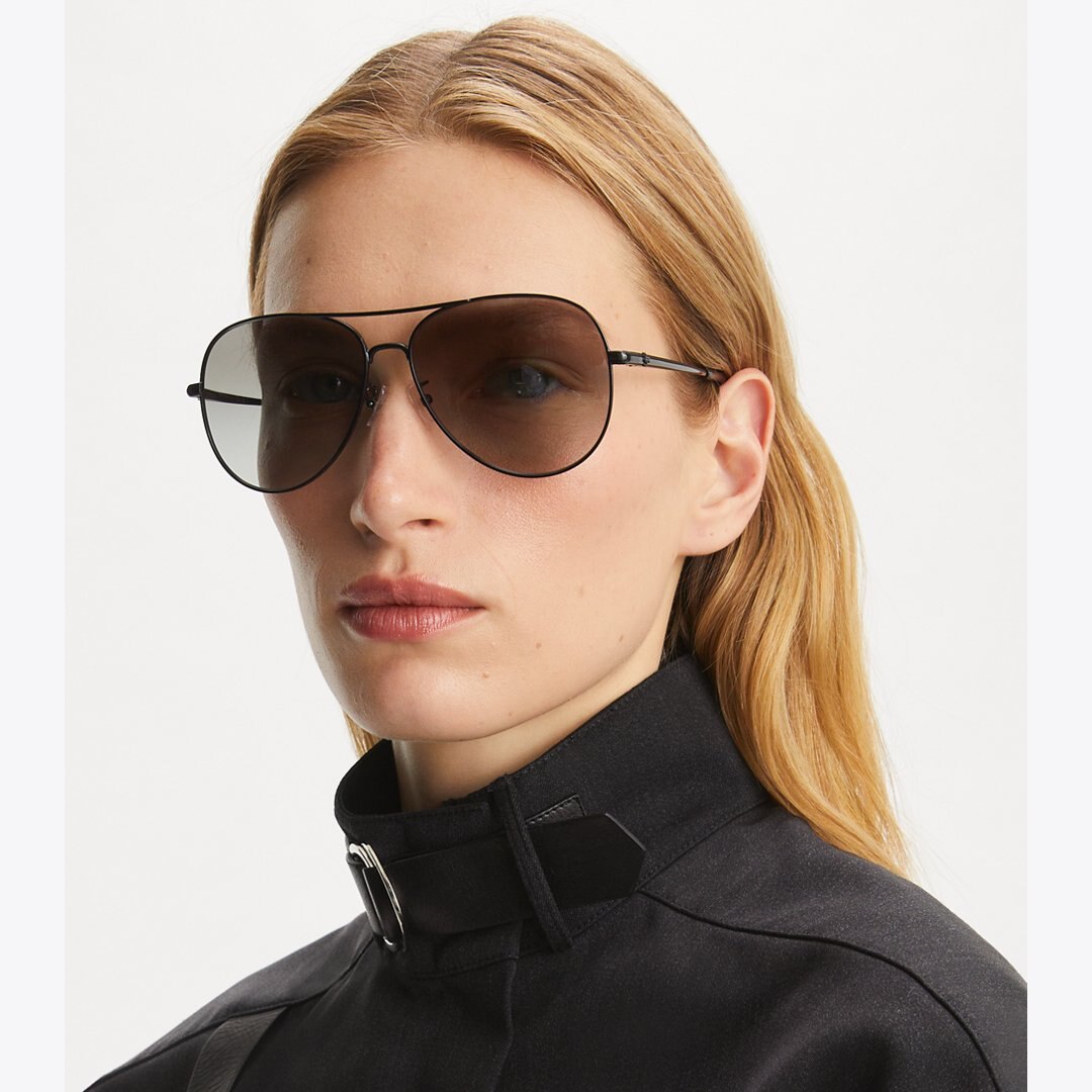 Tory Burch Eleanor Pilot Sunglasses GOLD/ORANGE