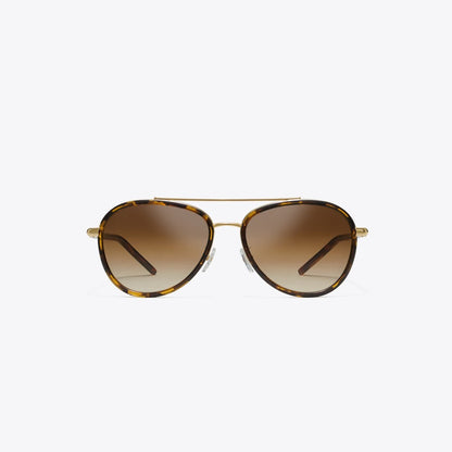 Tory Burch Eleanor Pilot Sunglasses DARK TORTOISE