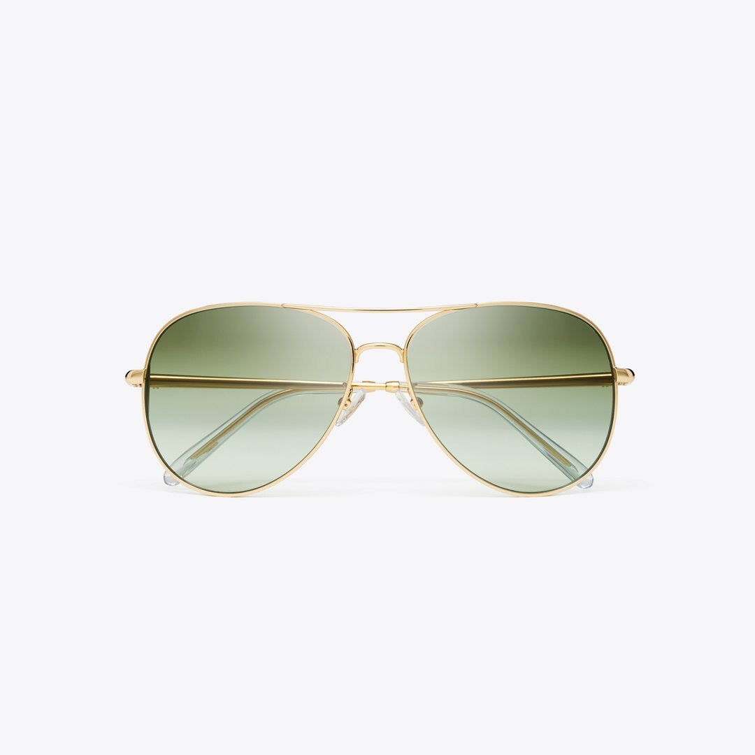 Tory Burch Eleanor Pilot Sunglasses GOLD/GREEN GRADIENT