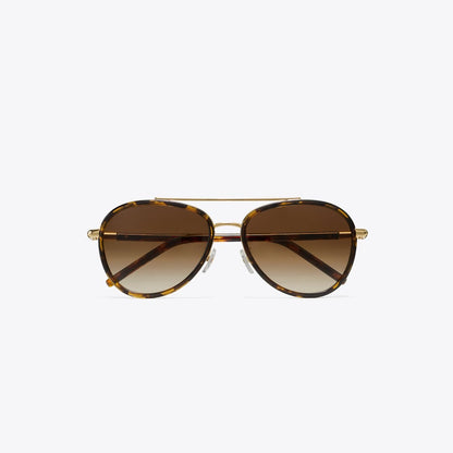 Tory Burch Eleanor Pilot Sunglasses DARK TORTOISE