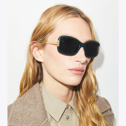Tory Burch Eleanor Rectangle Sunglasses BLACK/GREY GRADIENT