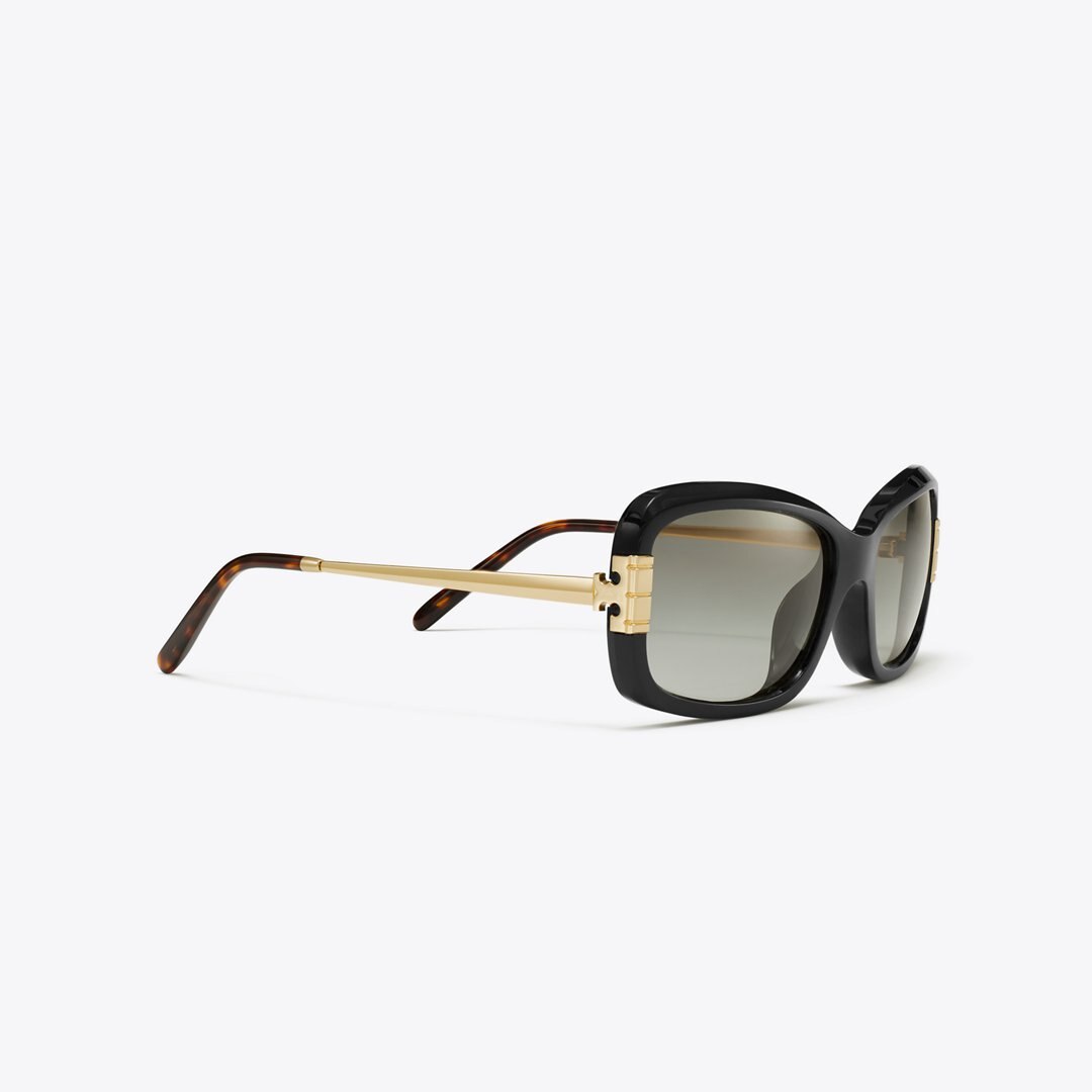 Tory Burch Eleanor Rectangle Sunglasses BLACK/GREY GRADIENT