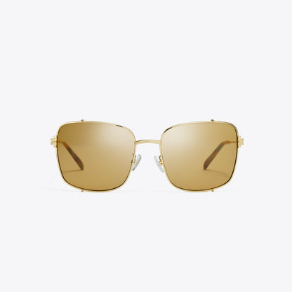Tory Burch Eleanor Rectangle Sunglasses SHINY GOLD/OCHRE