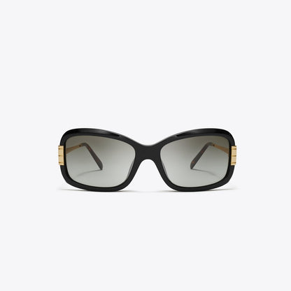 Tory Burch Eleanor Rectangle Sunglasses BLACK/GREY GRADIENT