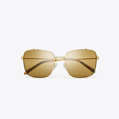 Tory Burch Eleanor Rectangle Sunglasses SHINY GOLD/OCHRE