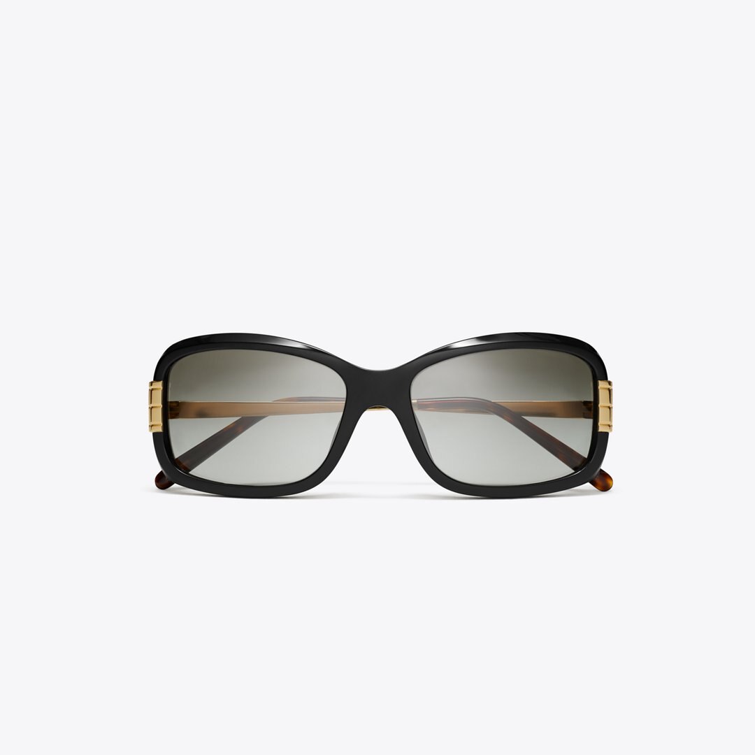 Tory Burch Eleanor Rectangle Sunglasses BLACK/GREY GRADIENT