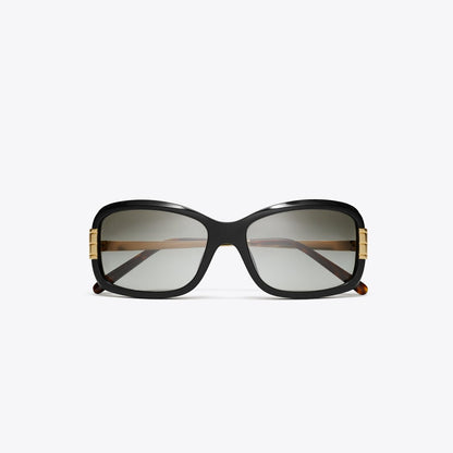 Tory Burch Eleanor Rectangle Sunglasses BLACK/GREY GRADIENT