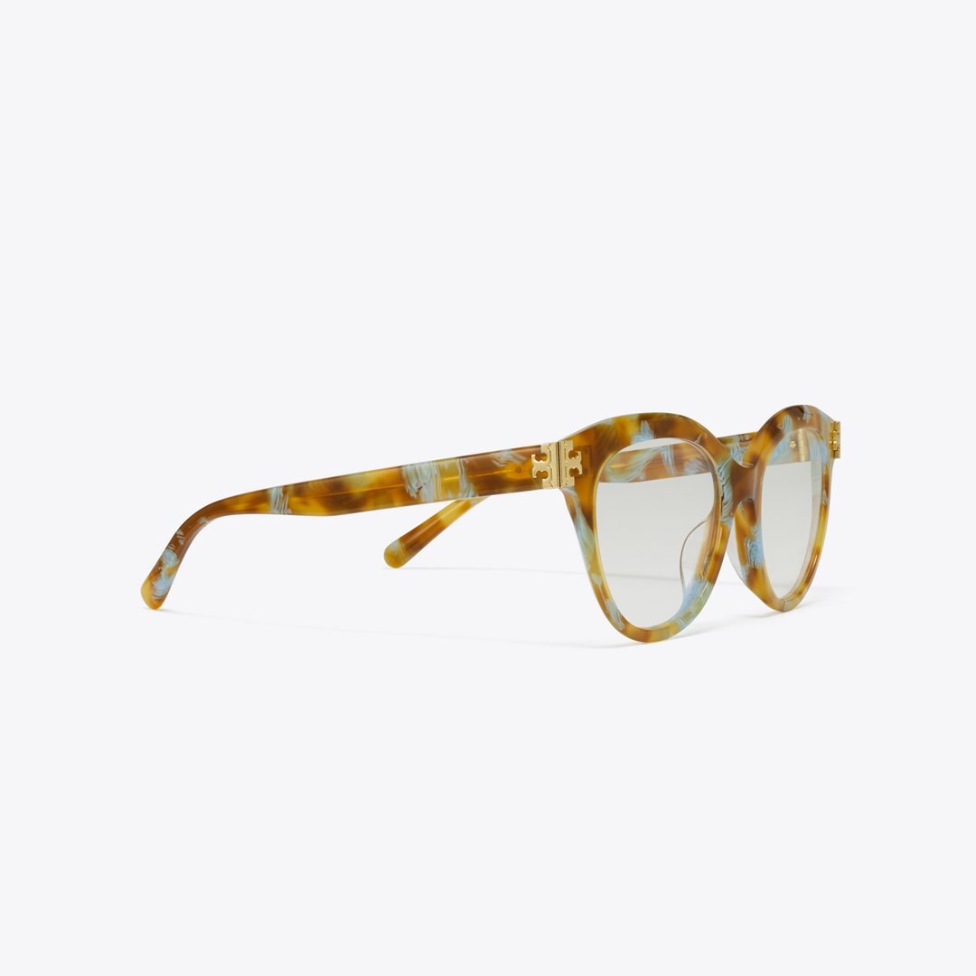 Tory Burch Eleanor Round Eyeglasses BLUE HONEY TORTOISE
