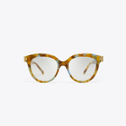 Tory Burch Eleanor Round Eyeglasses BLUE HONEY TORTOISE