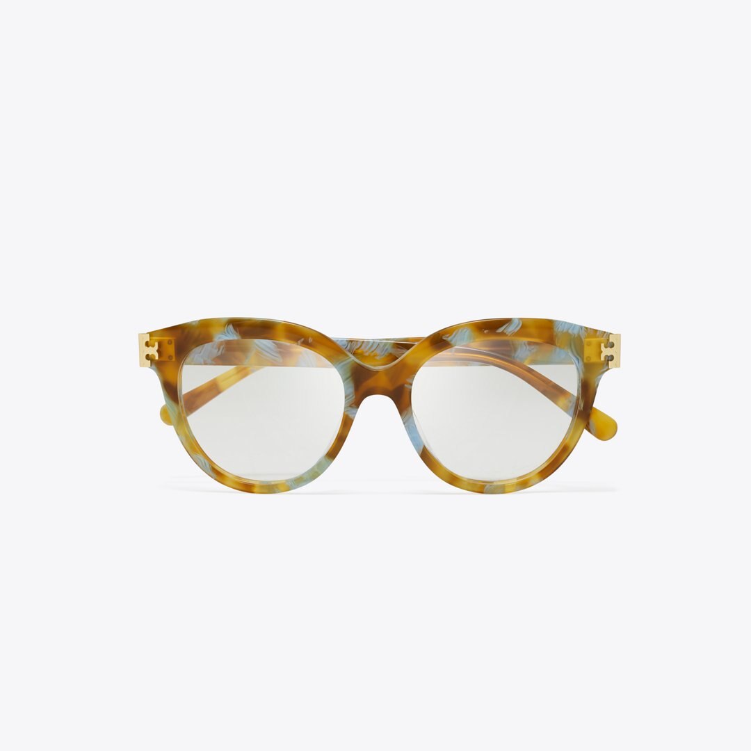 Tory Burch Eleanor Round Eyeglasses BLUE HONEY TORTOISE