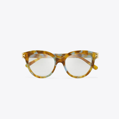 Tory Burch Eleanor Round Eyeglasses BLUE HONEY TORTOISE