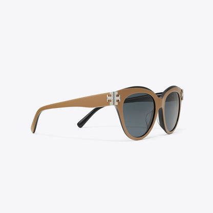 Tory Burch Eleanor Round Sunglasses NAVY/BROWN/DARK GREY