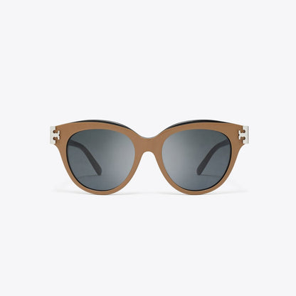 Tory Burch Eleanor Round Sunglasses NAVY/BROWN/DARK GREY