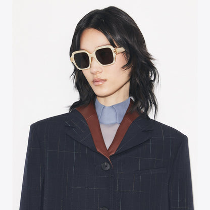 Tory Burch Eleanor Square Sunglasses BLACK/IVORY/DARK GRAY SOLID
