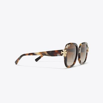 Tory Burch Eleanor Square Sunglasses DARK WAVY TORTOISE/BROWN GRADIENT