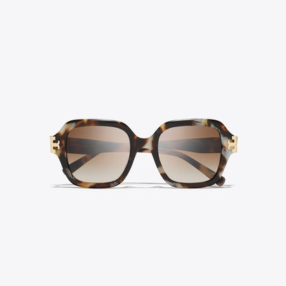 Tory Burch Eleanor Square Sunglasses DARK WAVY TORTOISE/BROWN GRADIENT