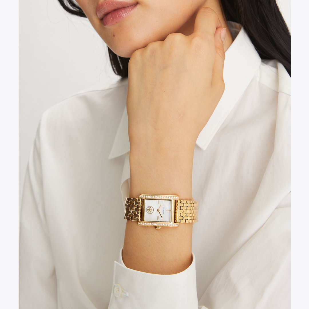 Tory Burch Eleanor Watch WHITE MOP/GOLD