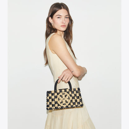 Tory Burch Ella Hand-Crocheted East-West Tote Black / Natural