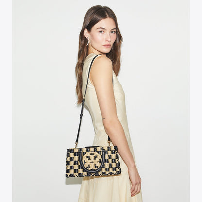 Tory Burch Ella Hand-Crocheted East-West Tote Black / Natural