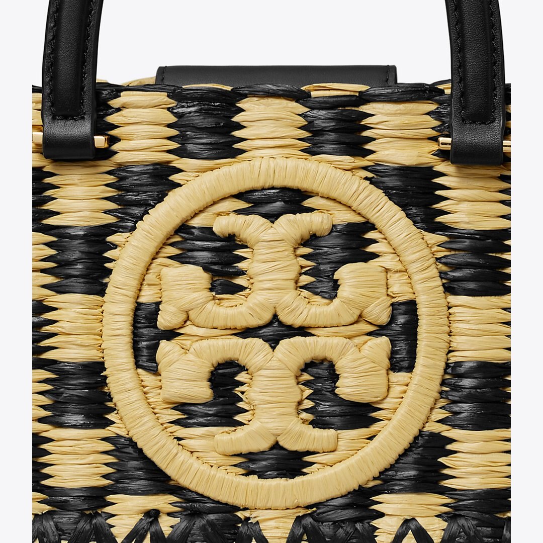 Tory Burch Ella Hand-Crocheted East-West Tote Black / Natural