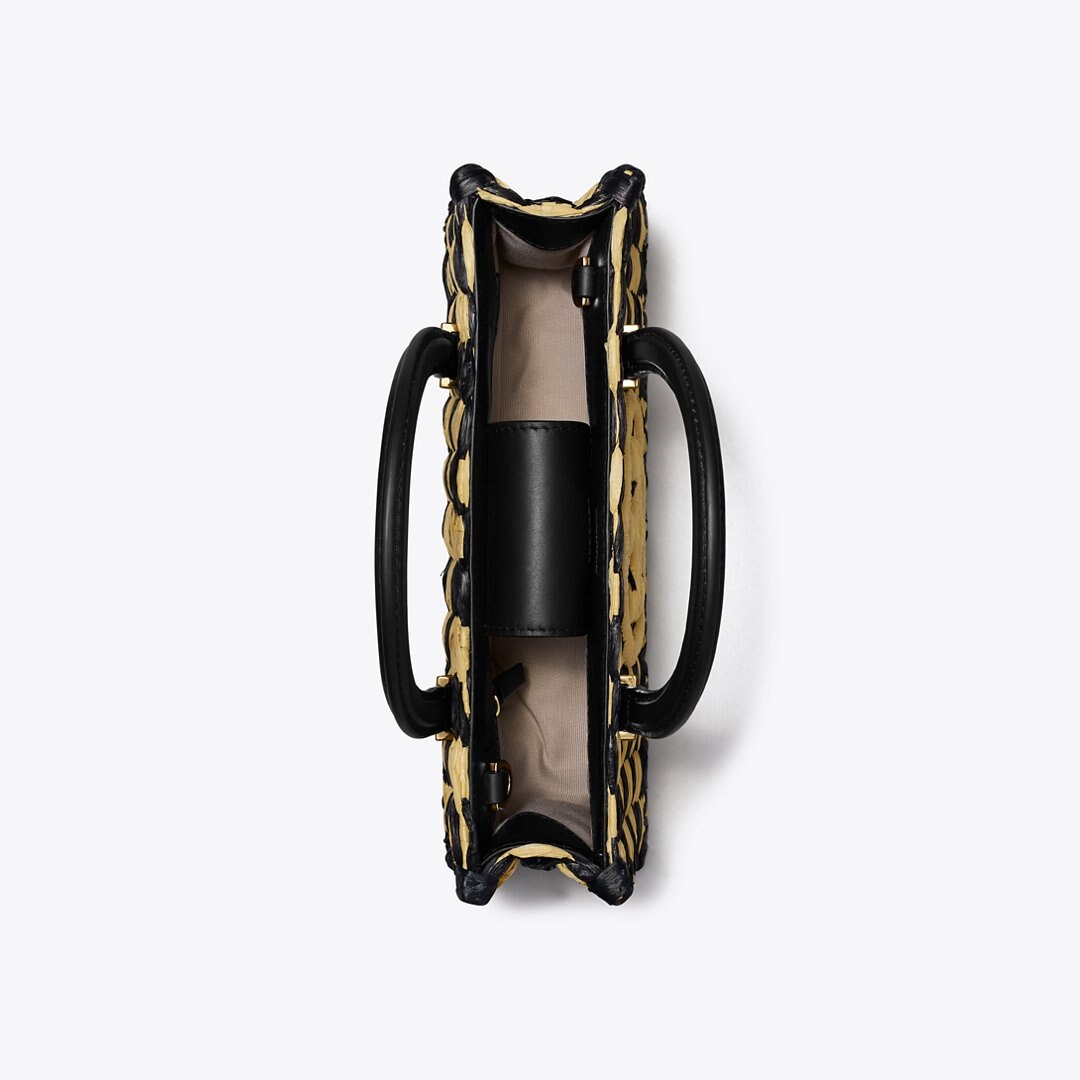 Tory Burch Ella Hand-Crocheted East-West Tote Black / Natural