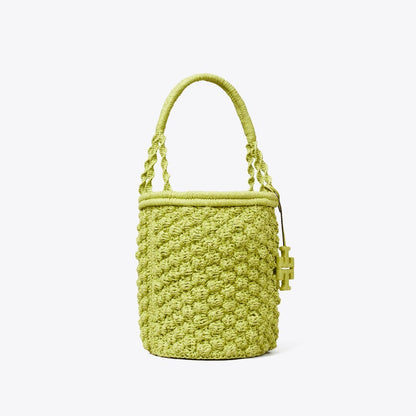 Tory Burch Ella Hand-Crocheted Popcorn Bucket Bag Citrus Green