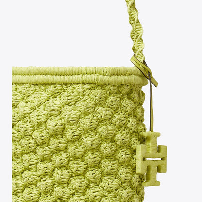 Tory Burch Ella Hand-Crocheted Popcorn Bucket Bag Citrus Green