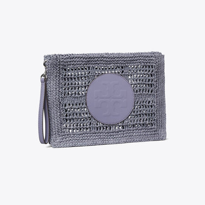 Tory Burch Ella Hand-Crocheted Pouch Gray