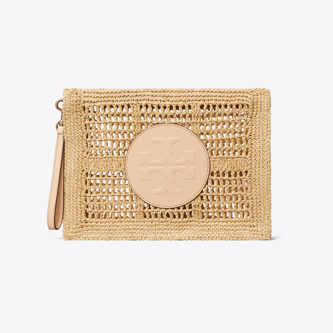 Tory Burch Ella Hand-Crocheted Pouch Natural