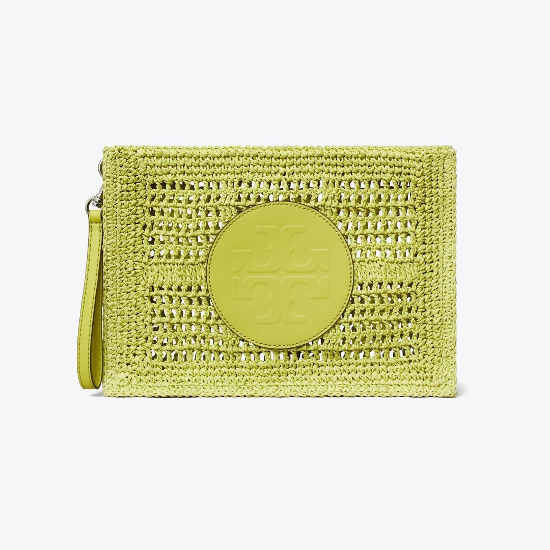 Tory Burch Ella Hand-Crocheted Pouch Citrus Green