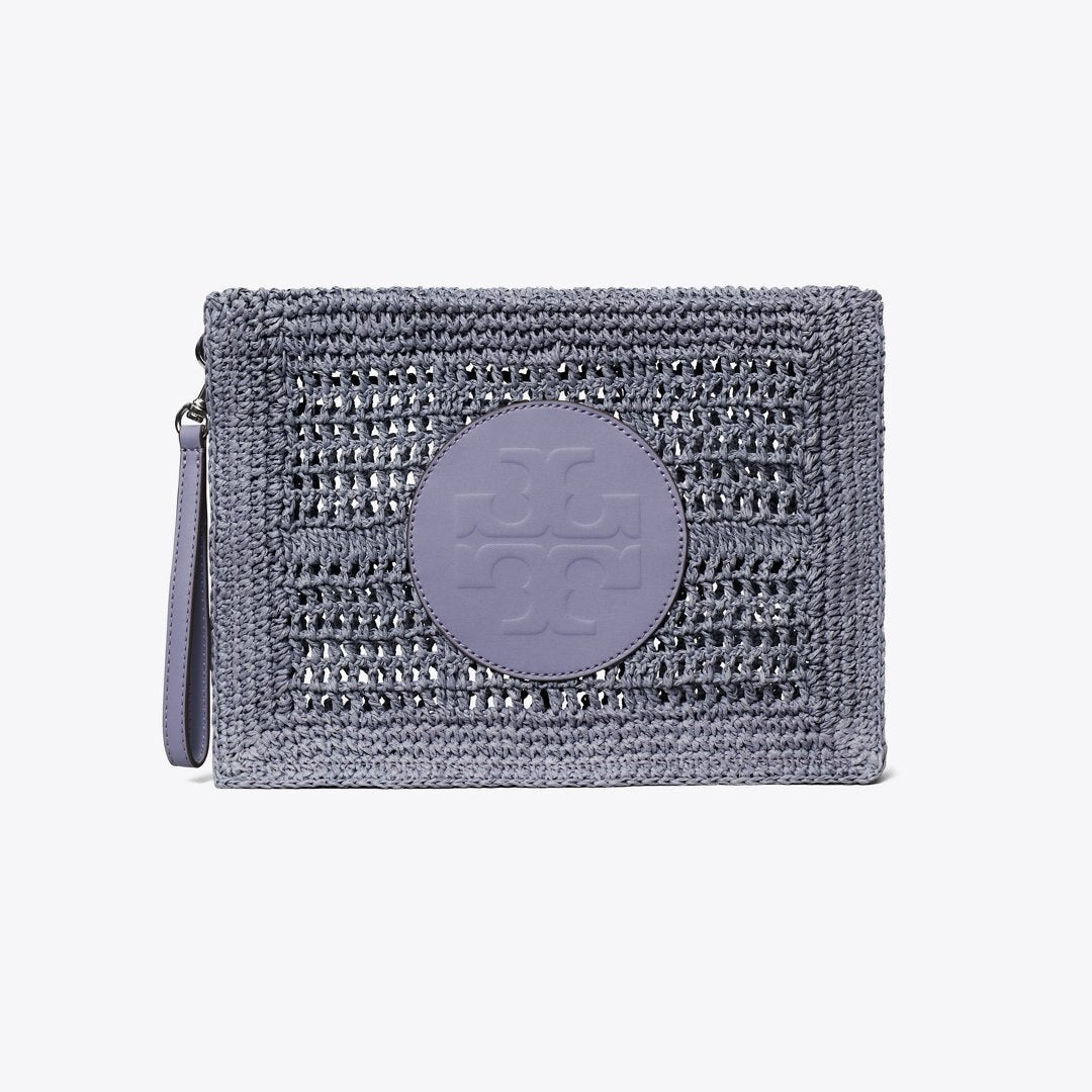 Tory Burch Ella Hand-Crocheted Pouch Gray