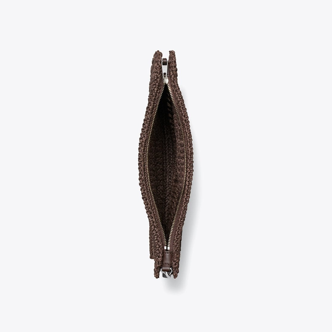 Tory Burch Ella Hand-Crocheted Pouch Dark Cocoa