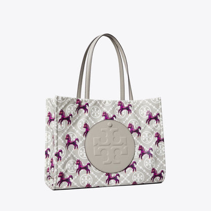 Tory Burch Ella Horse Nylon Small Tote Gray / Magenta