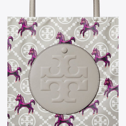 Tory Burch Ella Horse Nylon Small Tote Gray / Magenta