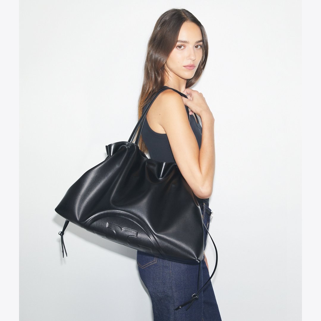 Tory Burch Ella natuura Drawstring Tote Black