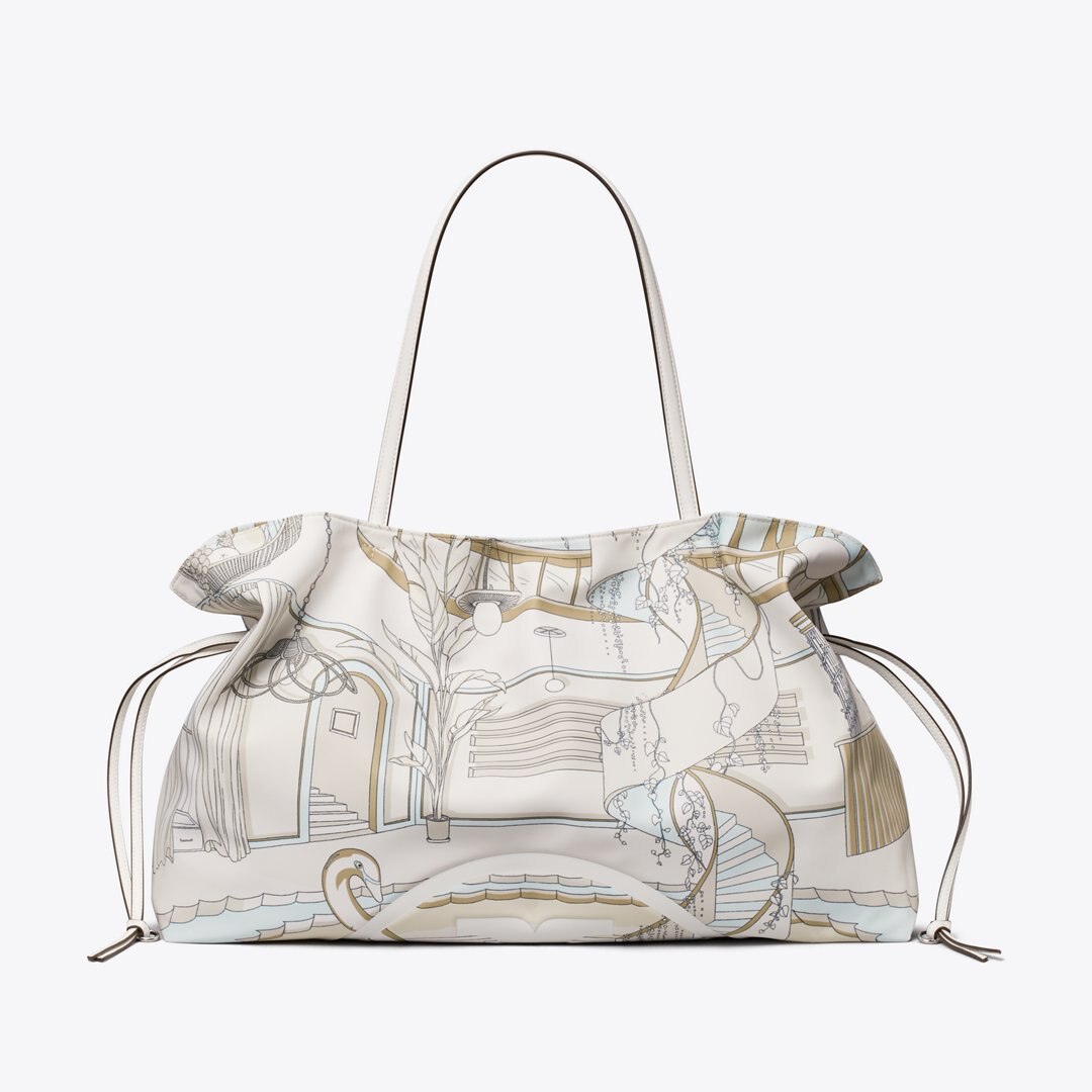 Tory Burch Ella Printed Drawstring Tote The Pool Beige