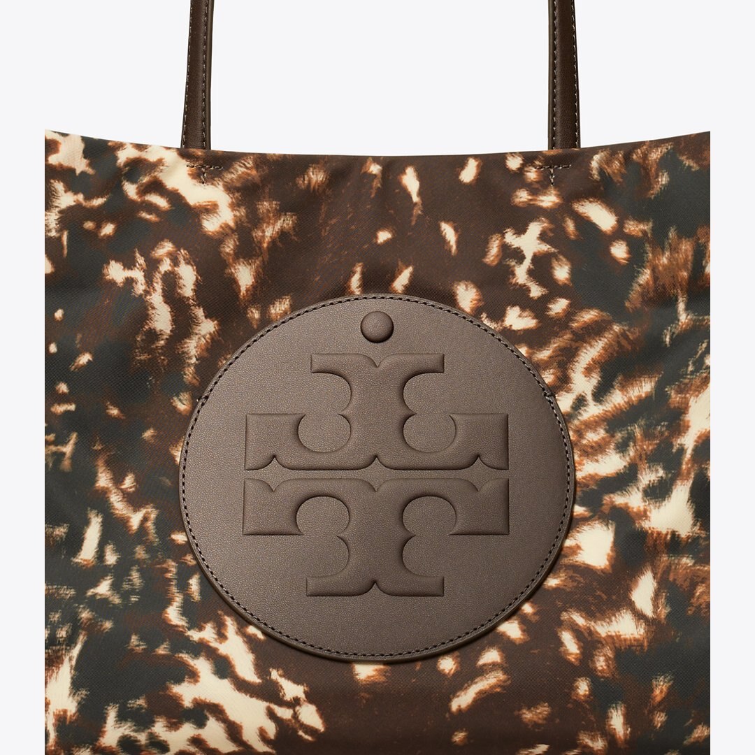 Tory Burch Ella Printed Nylon Small Tote Fall Fawn