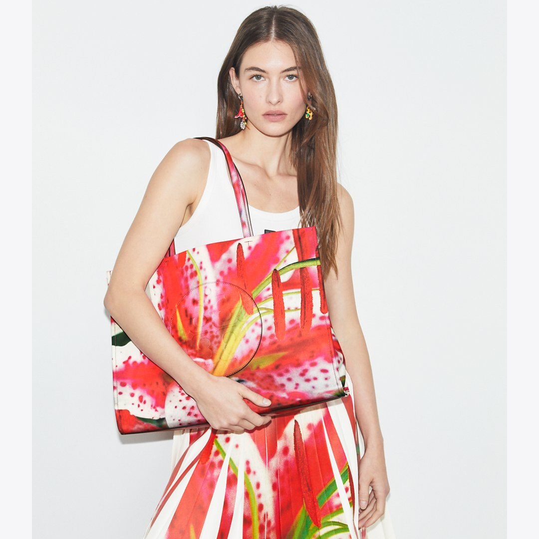 Tory Burch Ella Printed Tote Bold Pink