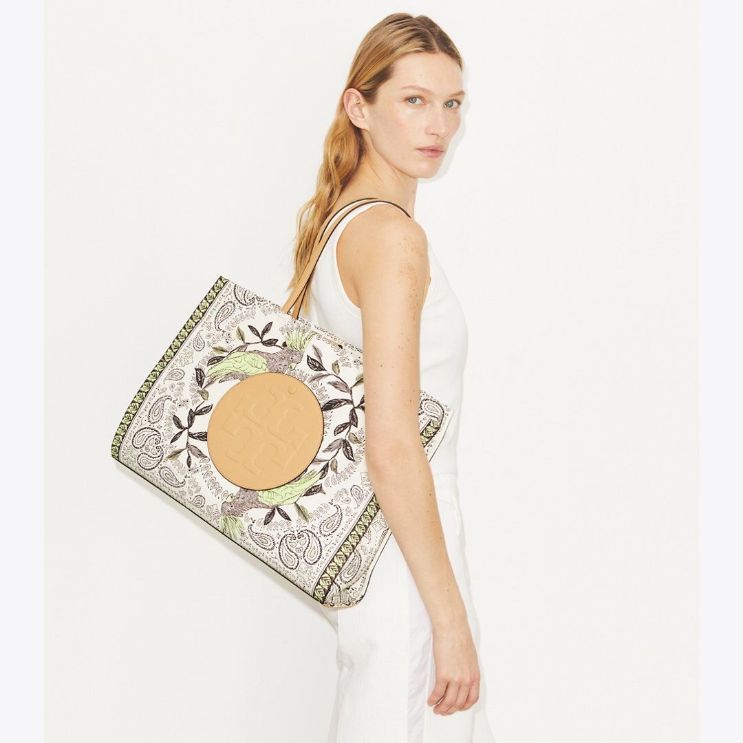 Tory Burch Ella Printed Tote Mint Cockatoo