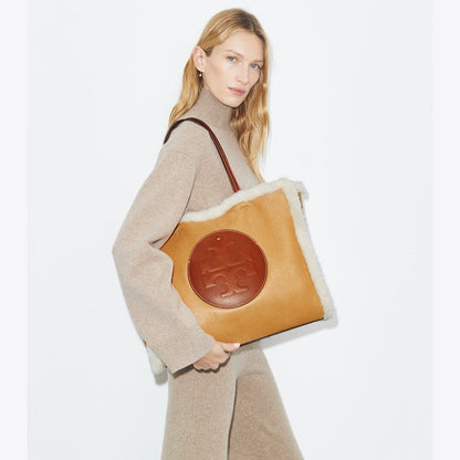 Tory Burch Ella Shearling Tote LIGHT NATURAL / Brown